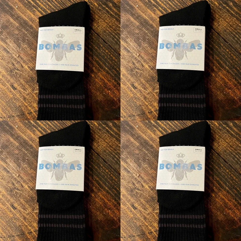 4 Bombas Black Calf Socks Small Youth 9-4 Women’s 4-7.5